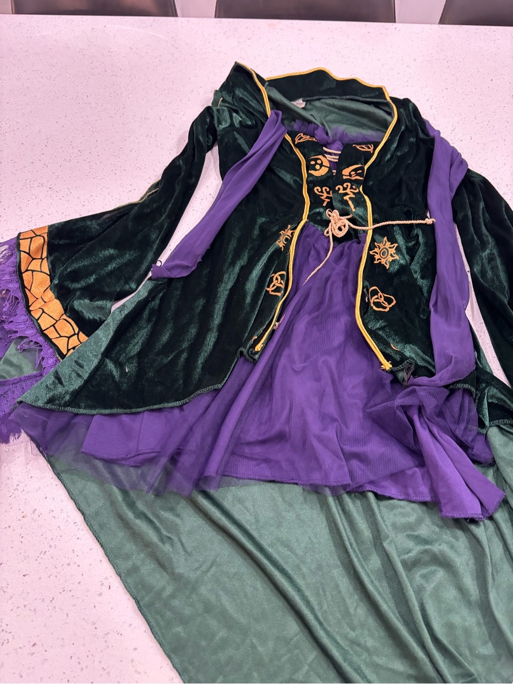 Women’s Hocus Pocus CostumDark Green Velvet and purple Size M